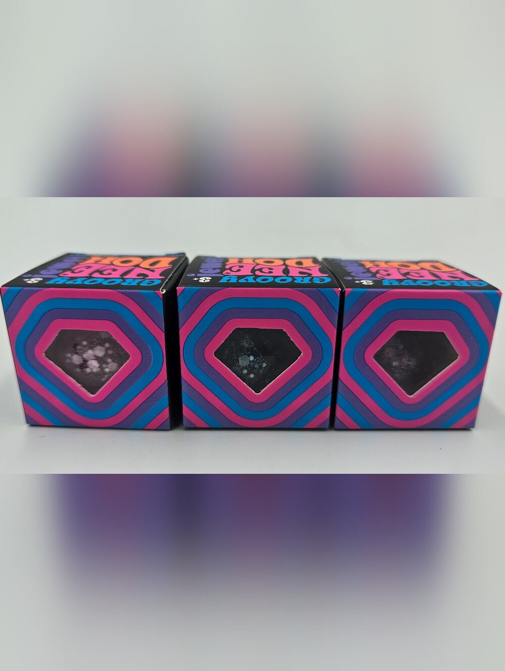 3 NEW NeeDoh Nee Doh Mini Groovy Jewel Pink Purple And Blue Diamond Glitter